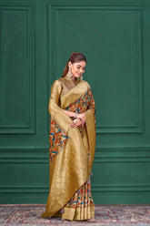 India Silk MultiColor Floral Print Sarees Sarees Featuring Tussar Silk Jacquard Combine Traditional Craftsmanship With Elegant